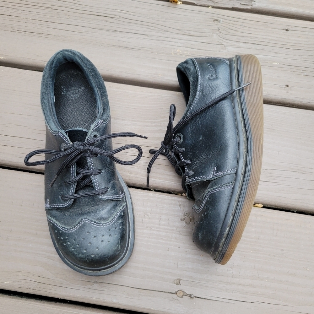 Vintage 90s y2k Dr‎ Martens Docs Chunky Cap Toe Black Leather Platform Oxfords